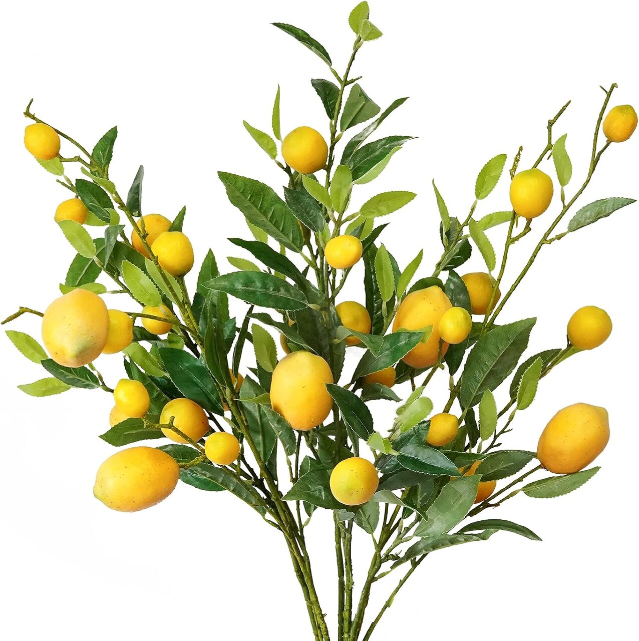 5PCS Artificial Lemon Branch Picks, Vivid Yellow Faux Lemons for Kitchen, Party, Farmhouse, Garden, Home Table Centerpieces, and Decorative Arrangements